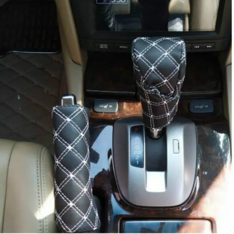 Universal pu el freni topuzu cubierta de freno de mano Grips de freno de mano cubierta del freno de mano automático cubierta del freno