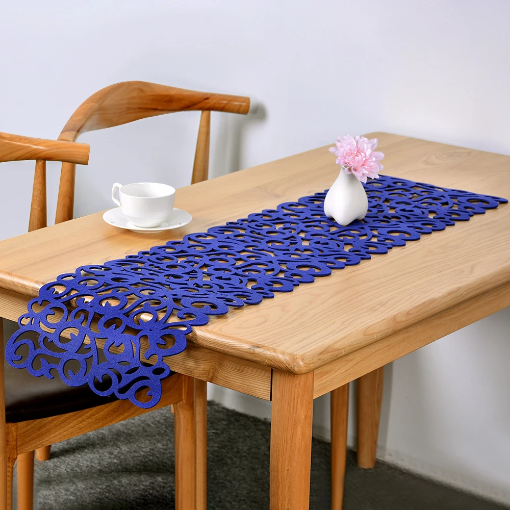 

TV Cabinet Table Runners Rectangle Felt Hollow Out Table Runners For Wedding Decorations Modern Table Home Decoration