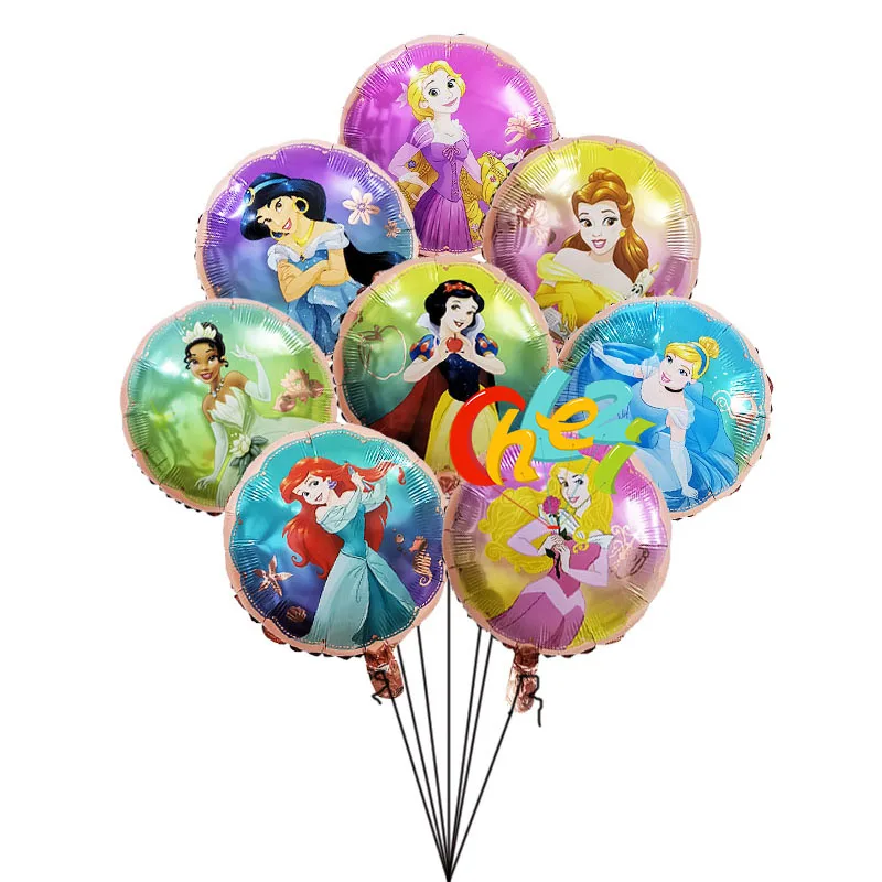 8 Pcs Princess Girl Birthday Balloons Snow White Aurora Ariel Belle party decorations baby shower helium balloon Kids toy Globos