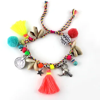 

HOT Bohemian Accessories Jewelry Tourism Summer Beach Barefoot Sandals Bracelet Female Ankle strap Shell Handmade Tassel