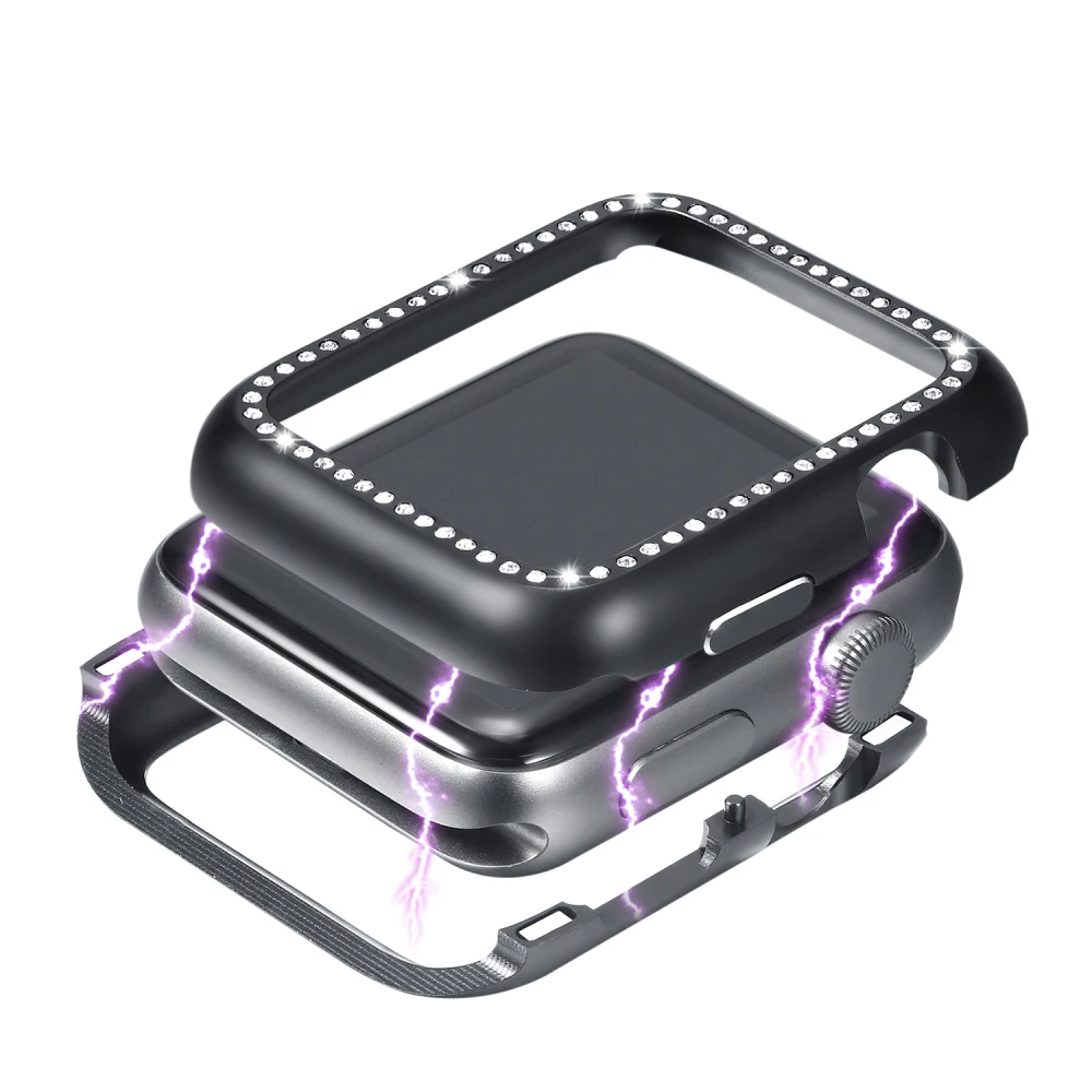 

Magnetic Adsorption Diamond Aluminum Metal Frame Alloy All Protector Cover Case for Apple Watch Series 1 2 3 38mm 42mm Magnet