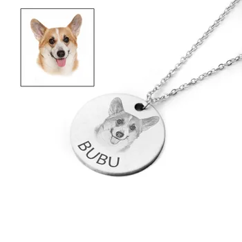 

Custom Pet Photo Necklace Dog Name Jewelry Pet Memory Necklace Engraved Photo Necklace Portrait Pet Gifts