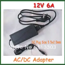 10 шт. DHL AC 100-240 В к DC 12 В 6a 72 Вт Адаптеры питания для 5050/3528 smdled свет или ЖК-дисплей Мониторы 5.5x2.5 мм