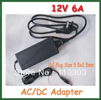 

10pcs DHL Free Shipping AC 100-240V to DC 12V 6A 72W Power Adapter Supply for 5050/3528 SMDLED Light or LCD Monitor 5.5x2.5mm