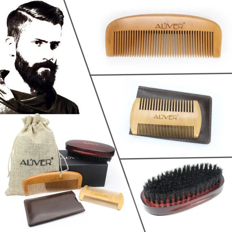 3 шт Мужская Расческа для усов набор для мужчин борода и усы щетина борода щетка и чистый натуральный гребень деревянный борода стильный T9