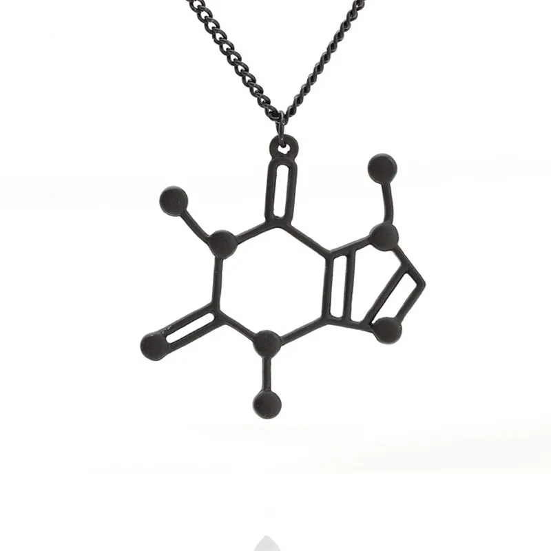 

Caffeine Molecule Pendant Necklace women Elegant Chain Chemistry Structure Necklaces for Women Men Jewelry Necklaces & Pendants