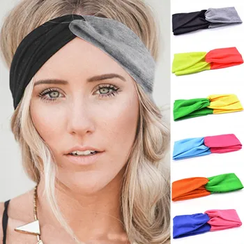 

Women Patchwork Turban Headbands Cotton Yoga Head band Headwrap Girls Stretch Knot Running Gym Hairband Headwrap