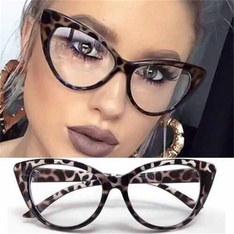 Оптические оправы кошачий глаз, винтажные очки, прозрачные компьютерные очки, модные брендовые женские леопардовые прозрачные Линзы для очков, очки