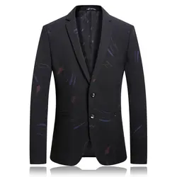 2018 Новая Осенняя модная брендовая одежда Для мужчин Блейзер Для мужчин s Однобортный Повседневные принты Slim Fit Blazer куртка мужской костюм
