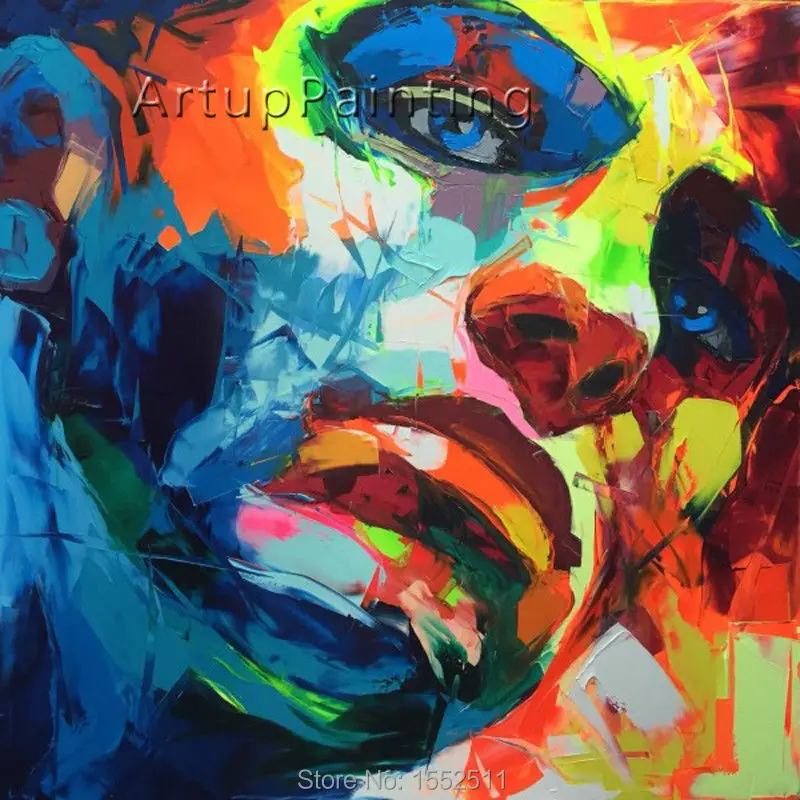 

Palette knife painting portrait Palette knife Face Oil painting Impasto figure on canvas Hand painted Francoise Nielly 14-6