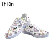 

doginthehole Women Flat Shoes Cartoon Nurse Printing Fashion Sneakers Ladies Lace-up Autumn Flats Feminine Breathable Mesh Shoes