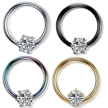 1 шт. драгоценный камень Золотой пирсинг носа медный носик кольцо Спираль пирсинг BCR перегородка пирсинга хрящей серьги пирсинг ювелирные изделия