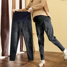 Mutterschaft hohe taille jeans-2019 frühjahr neue schwangerschaft hohe taille jeans Harlan stil lose breite bein bequem gerade hosen