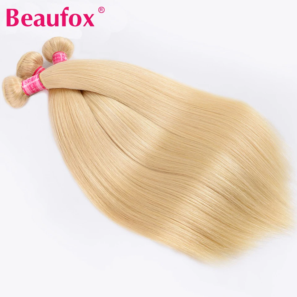 Beaufox 613 Blonde Bundles With Frontal Straight Human Hair Bundles With Frontal Closure Brazilian Hair Weave With Closure Remy