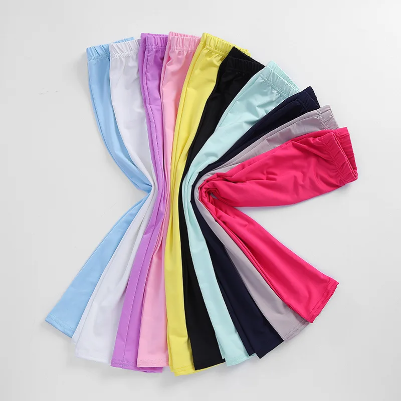 Girls Pants Kids Pants Girls Trousers Girl Pants Spring Summer Candy Color Girls Shiny Leggings Skinny Pants 3-14Y Children Kids Elastic Leggings Solid Color Trousers