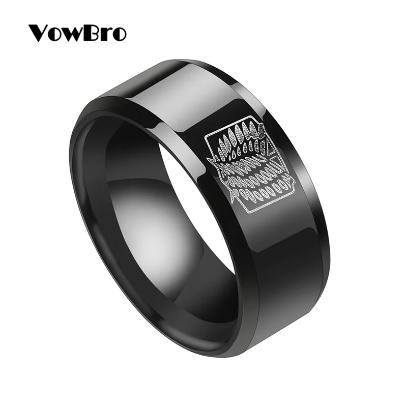 Новинка 2018 черное кольцо VowBro из титановой стали для мужчин и женщин черные кольца