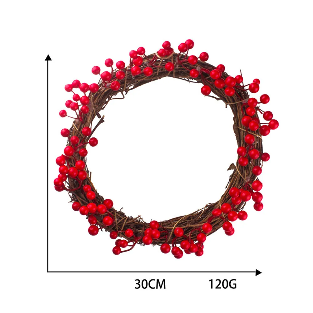 30/35/40 см красные ягоды Рождество украшение арки лоза Искусственные цветы домашний декор шелковые Львы настенный венок 18Sep