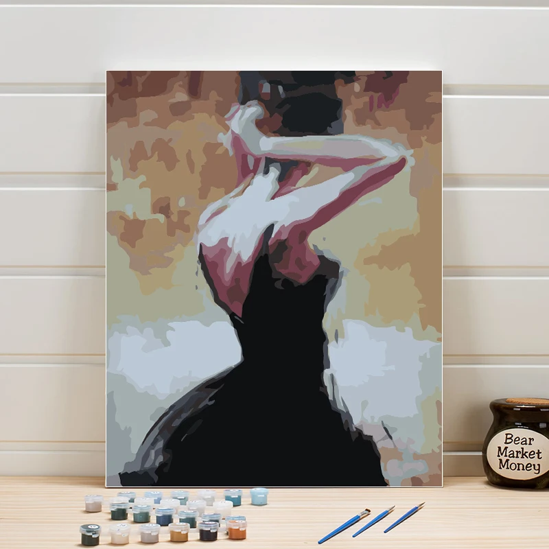 

Picture Coloring By Number Dancer kits On Canvas Woman DIY Hand Painted Oil Painting Propylene Paint Arts For Bedroom Decoration