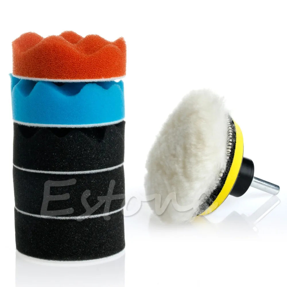 

7pc 3"High Gross Polishing Buffer Pad Set & Drill Adapter M14 For Car polish