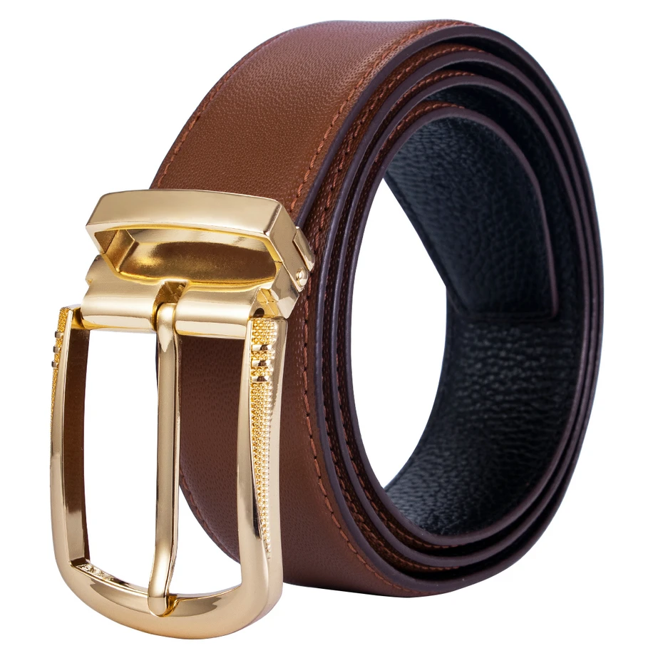 DiBanGu Men Belt Luxury Designer Genuine Leather Vintage Wide Pin Buckle Belt For Mens Blue Leather Casual Jeans Strap