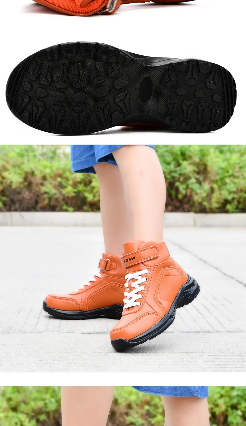 BONA 2018 New Autumn Fashion Children Synthetic Boots Kids Boots Boys Walking Shoes Flats With High Upper Warmth Sports Sneakers
