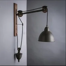 Lámpara de pared rústica restaurante pasillo dormitorio polea de madera pared lámpara Vintage desván Industrial Interior hogar Decoración jielde lámpara
