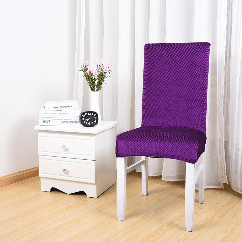Pure Color Noble Purple Dining Chair Cover Spandex Cover For Restaurant