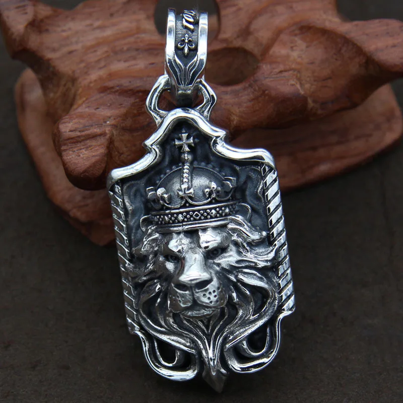 

925 Sterling Silver Pendant dimensional lion head male and female Wenwan flamboyant type pendant