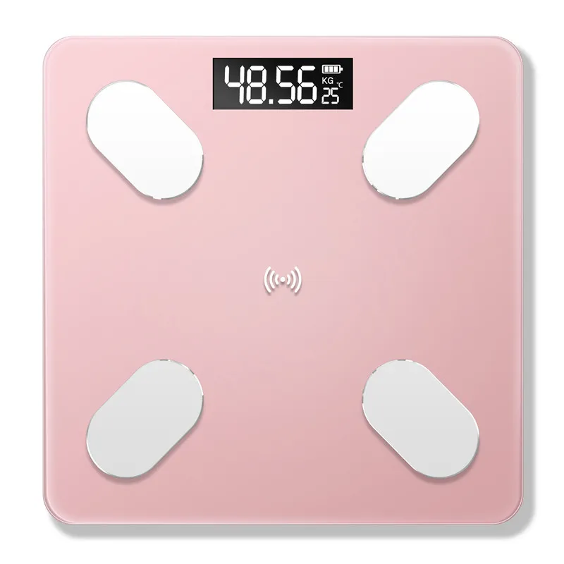 Весы Bluetooth Body Fat Smart BMI Scale Digital bascula digital peso телесный анализатор состава тела с приложением для смартфона - Цвет: Розовый