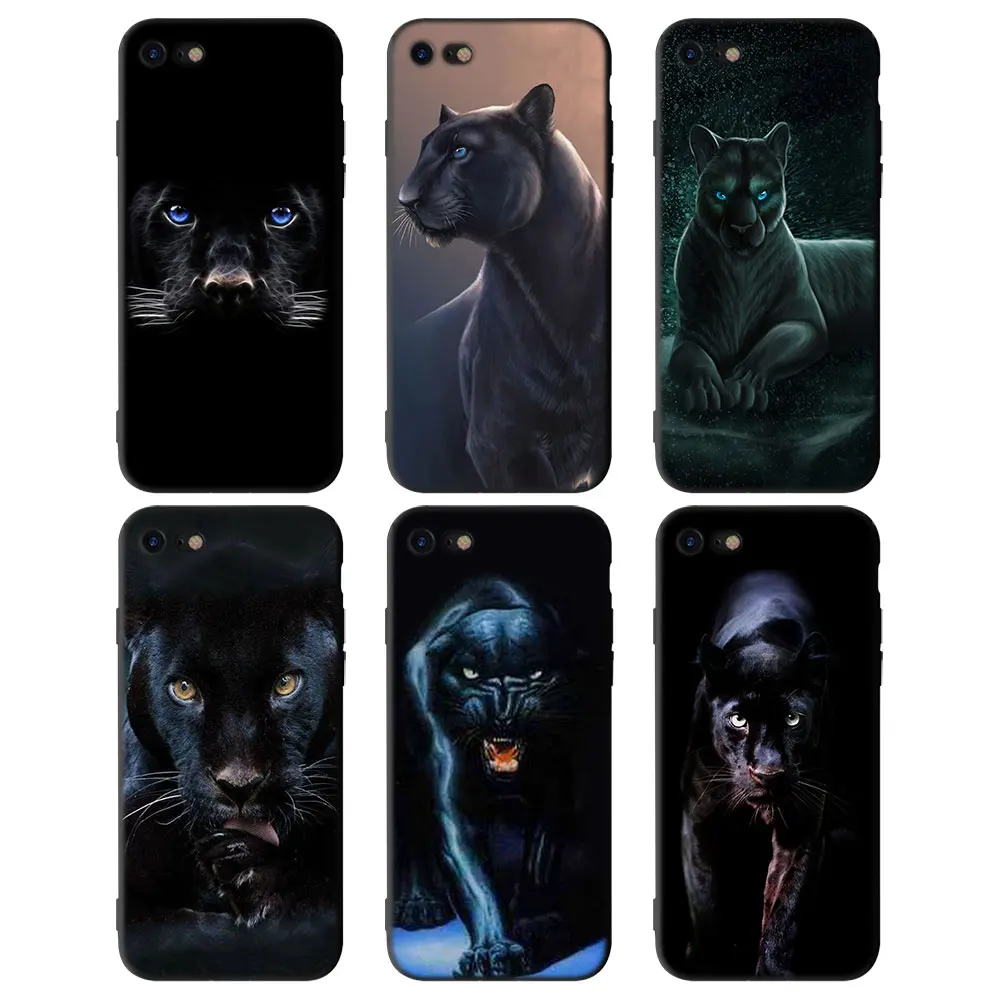 Чехол для телефона Cheetah Panther черный мягкий силиконовый чехол Apple iPhone 11 Pro 6 6s 7 8 Plus