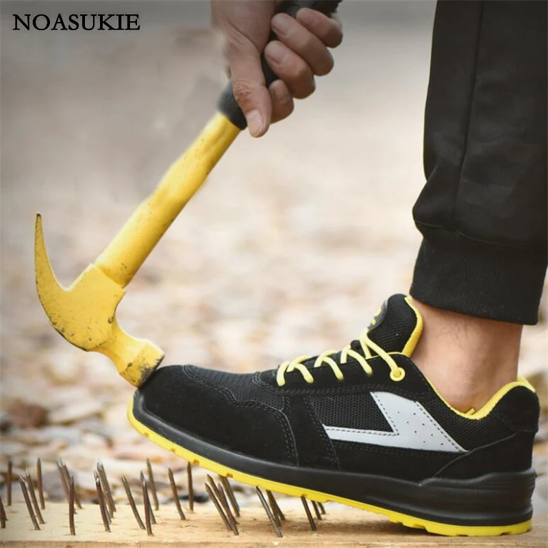 

Fashion Summer Safety Shoes Men Steel Toe Shoes Outdoor Anti Smashing Puncture Lightweight Boots Work Shoes 35-45