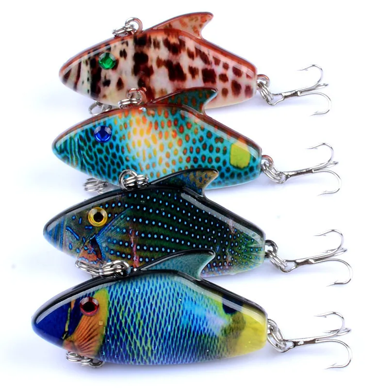 

4Pcs/Lot 5.5cm/7.9g Hot Sale Vib Crankbait Lifelike Fishing Lure 3D Painting Fishing Bait Slow Sinking Hard Fish Wobbler Pesca