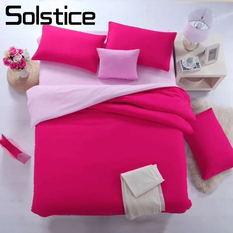 Solstice Home Textile Solid Rose Red Pink Bedding Set Kid Adult