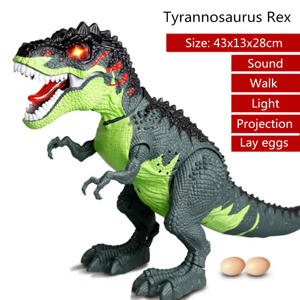 Электрический спрей динозавр движущийся шагающий динозавр ходячая тираннозавр игрушка Rex Электрический динозавр кладет яйца подарок для детей - Цвет: Green no Spray