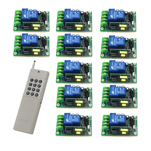 

AC 85V-250V 30A Wireless 12 Receiver&1 Transmitter Remote Control switch System Momentary/Toggle adusted 315/433 SKU: 5483