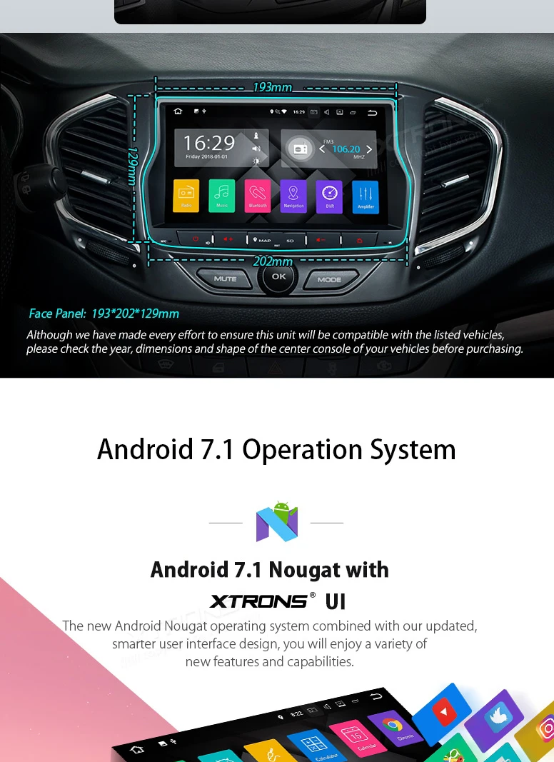Best 8" Android 7.1 OS Car Multimedia Navigation GPS Radio for Lada Vesta 2015-2018 with 2GB RAM 16GB ROM & Multi-Window View Support 2