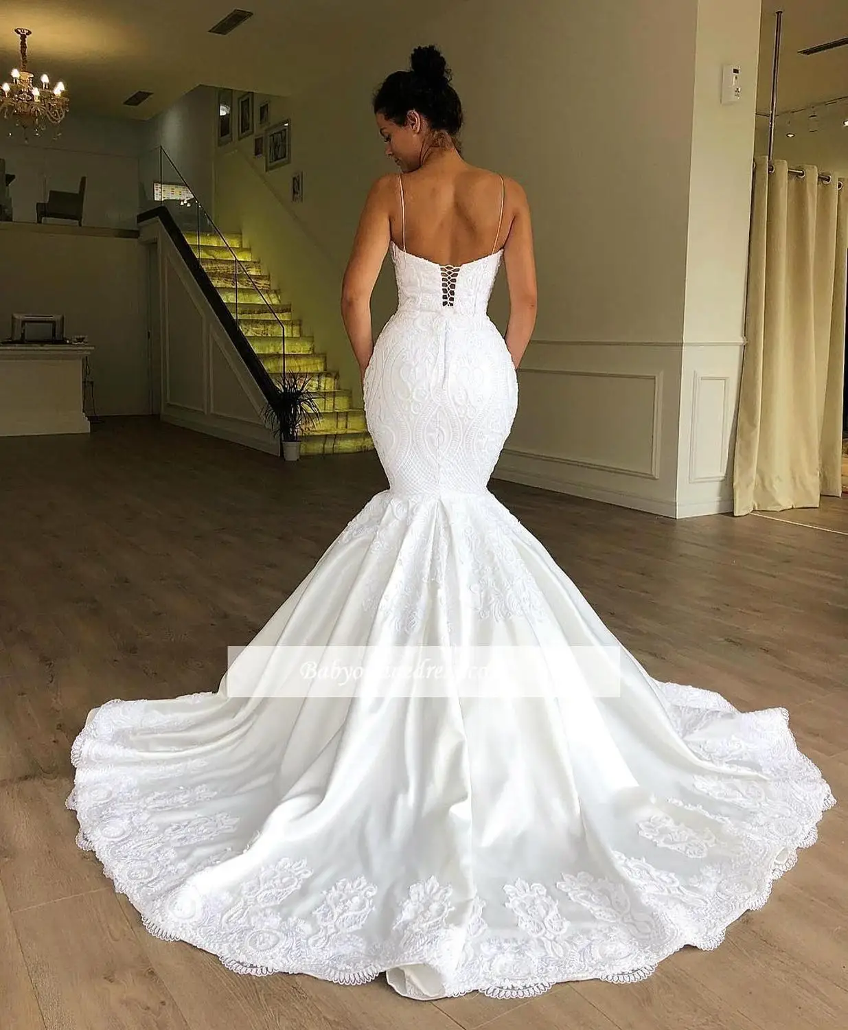 Robe de mariee сексуальное платье Русалка на бретельках кружевные свадебные платья очаровательный со шнуровкой сзади Свадебное платье невесты