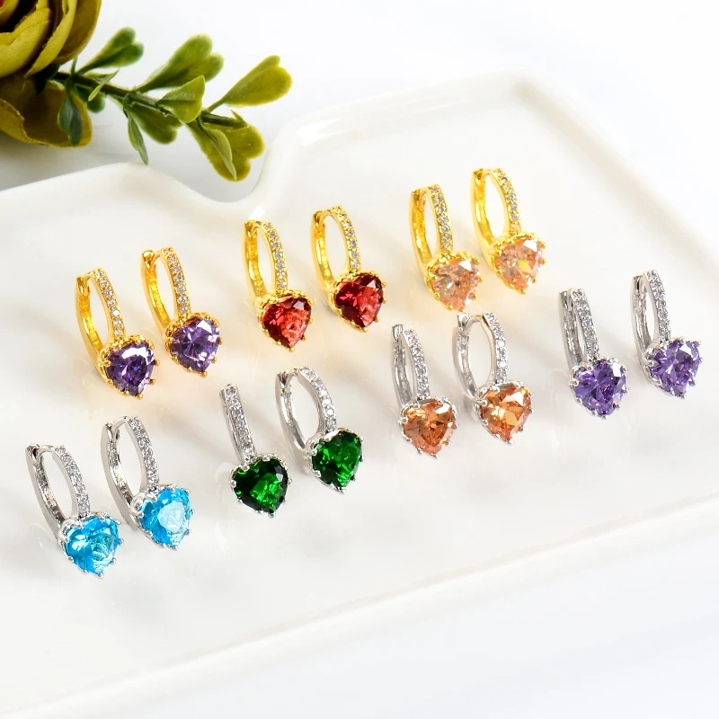 Серьги-кольца MISANANRYNE в форме сердца, Золотые Квадратные, 2 пары/1 комплект, серьги с зеленым и синим австрийским кристаллом, свадебные ювелирные изделия