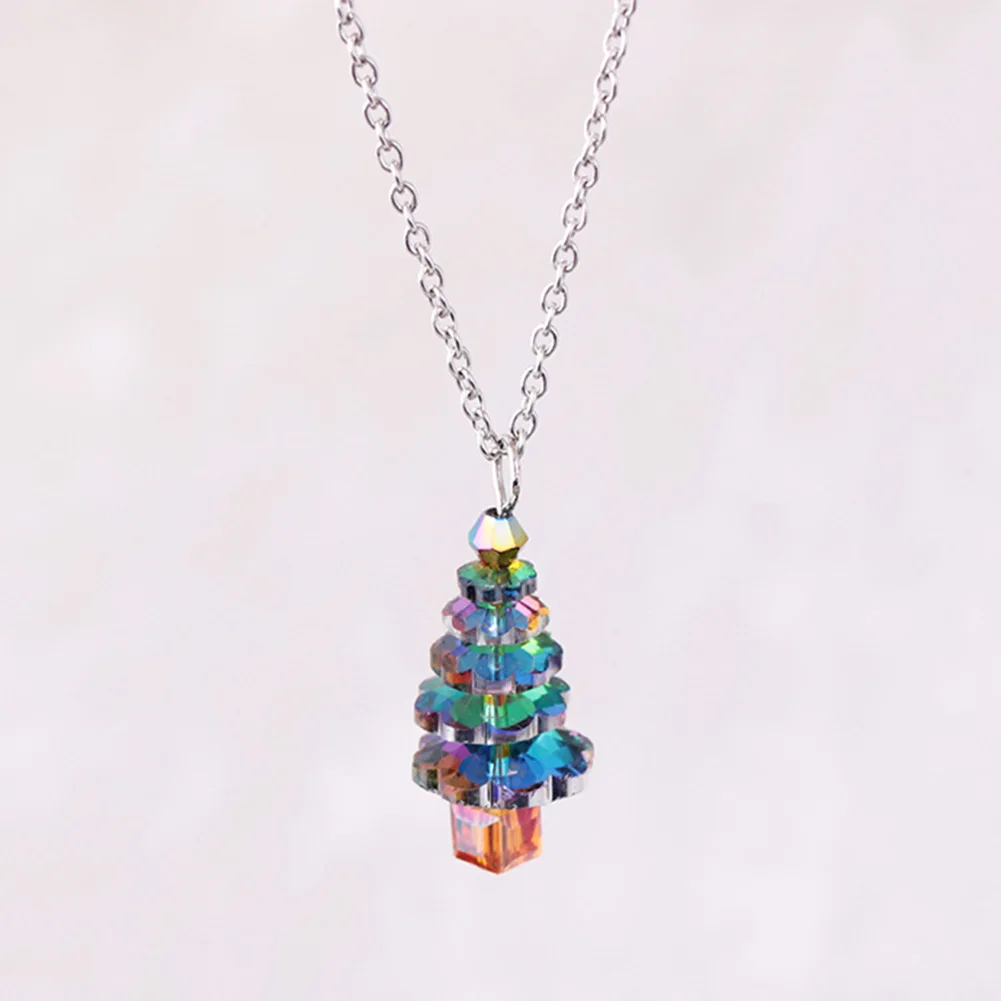 Милое ожерелье с подвеской в виде рождественской елки, праздничные подарки для женщин и девочек, милые модные ювелирные изделия, ожерелье с подвеской в виде хрустальной елки