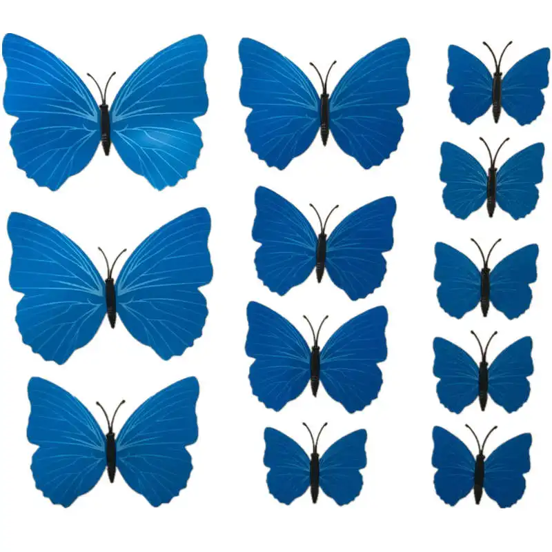 12 шт./партия ПВХ 3D Магнит бабочка настенные стикеры бабочки Декорации для свадебной вечеринки дома кухня холодильник украшения - Цвет: Sky Blue