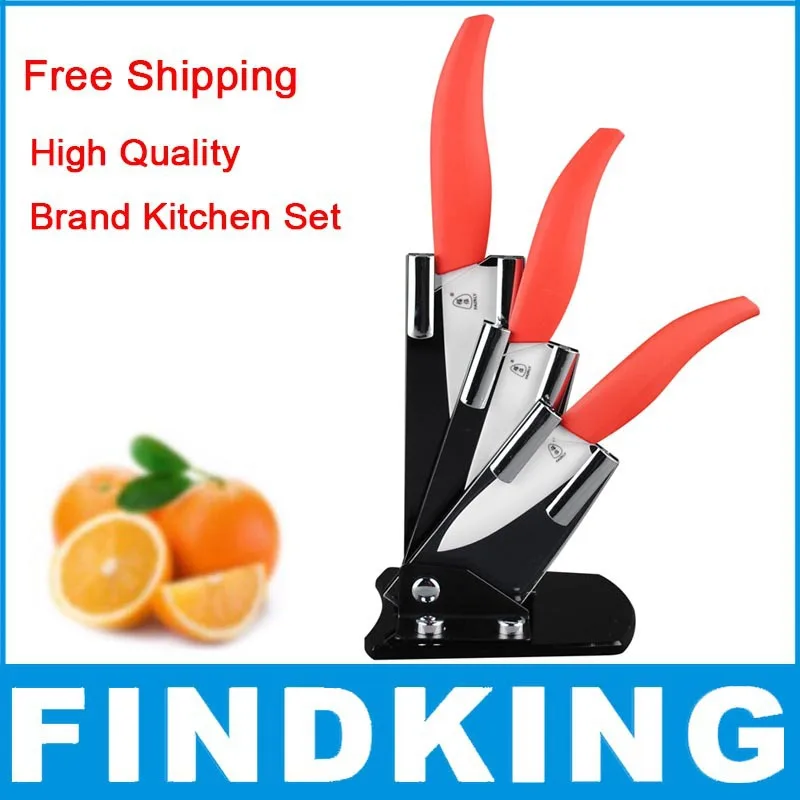 Free shipping High quality 3&quot 4&quot 5&quot inch brand Kitchen Fruit Ceramic Knife Set + Acrylic Holder block |