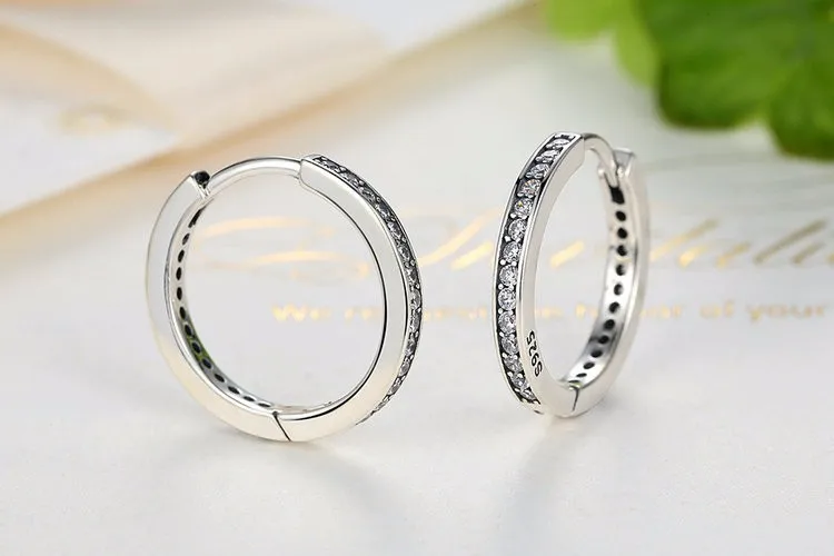 Высокое качество 925 пробы Серебряные вечерние серьги-кольца вечности с прозрачным CZ для женщин леди подлинные оригинальные ювелирные изделия подарок