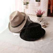 10 шт.-449 солнцезащитный козырек полиэстер ручная работа с пайетками британская Шляпа Fedora Женская Мужская шляпа оптом