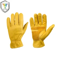 OZERO New Men Work Gloves Cowhide Leather Working Welding Gloves Safety Protective Garden Wear-resisting Gloves 0006