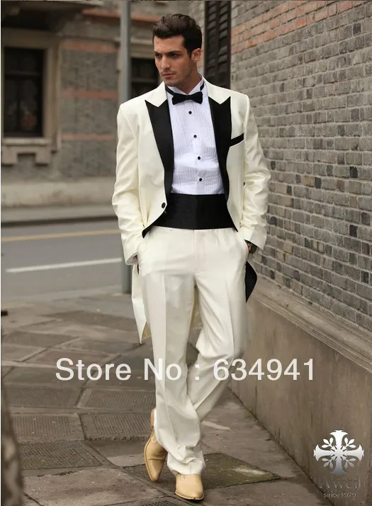 personnalisé chers mariage occidentale style new long pour les costumes homme marié smokings/ivoire de luxe italien costumes pour hommes/groomsmen robe mens