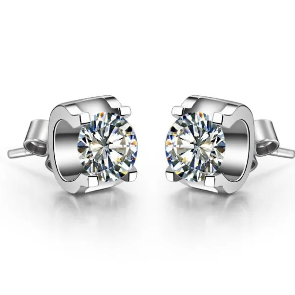 0 5ct Piece Brillante Sona Synthetic Diamonds Women Stud Earrings 0 5ct Piece Brillante Sona Synthetic Diamonds Women Stud Earrings 925 Sterling Silver White Gold Color Wedding In From Jewelry