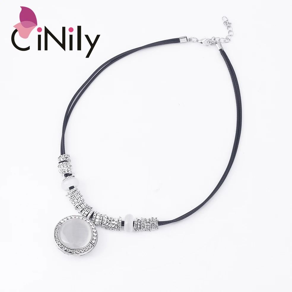 Подвески CiNily White Fire Opal и кожаные ожерелья роскошные большие Винтажные Украшения в