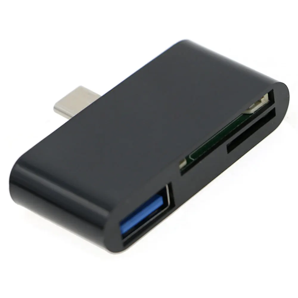 3 в 1 USB 2,0/TF/SD(HC) слот для type C OTG черный адаптер для чтения смарт-карт конвертер