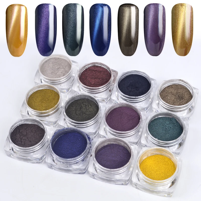 

2019 hot 1g/box Holographic Effect Cat Eye Magnet Magic Mirror Powder Dust UV Gel Polish Nail Art Glitter Pigment DIY Manicure