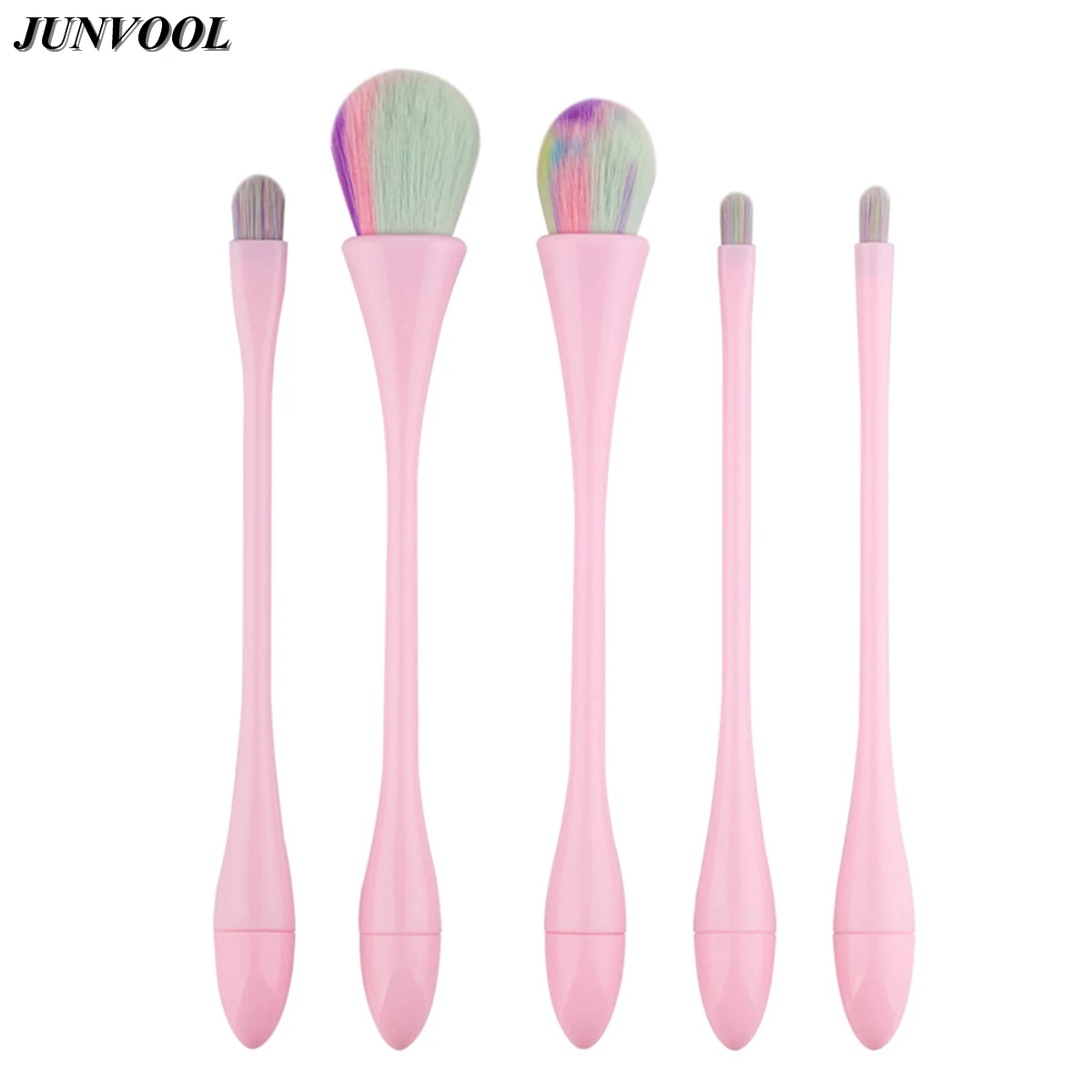 

Pink Makeup Brush 5pcs Rainbow Hair Thin Waist Foundation Eyebrow Eyeliner Blusher Cosmetic Make Up Brushes Beauty maquiagem